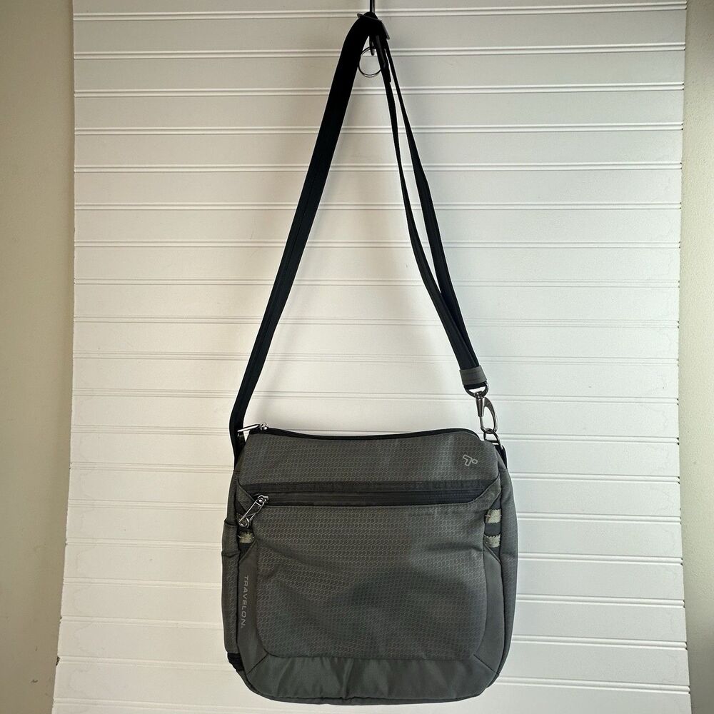 Travelon Anti-Theft Active Medium Crossbody Bag 43128 Charcoal Gray Light Weight - Picture 2 of 12